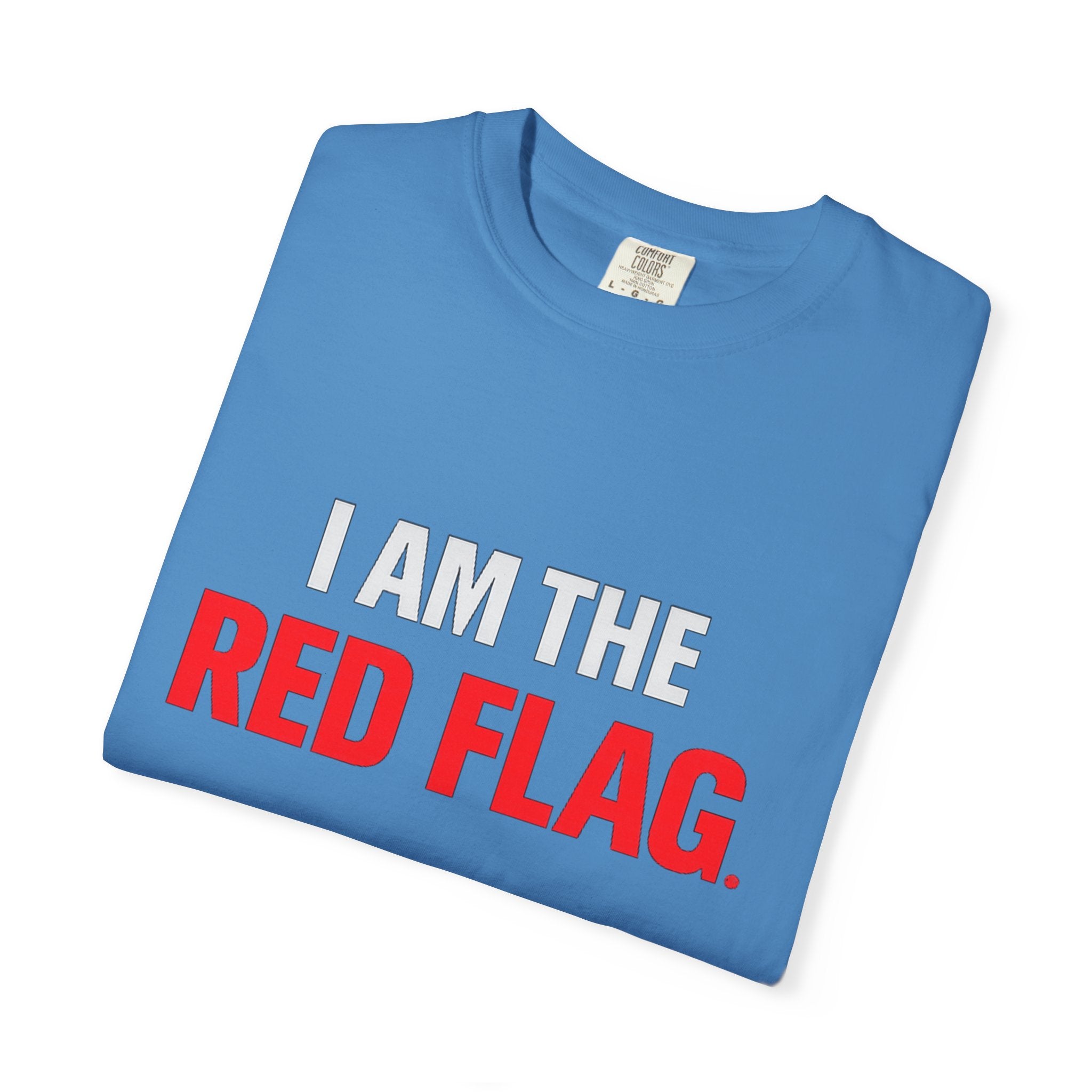 I Am The Red Flag T-Shirt — Funny Bold Text Graphic Tee (Back: "Everyone Has a Dark Side, What's Yours?")