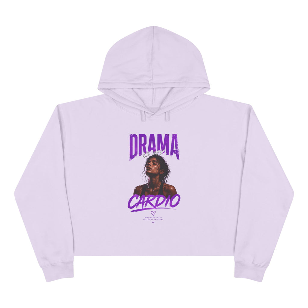 Drama Cardio Crop Hoodie — Graphic Cropped Pullover with Bold Typography
