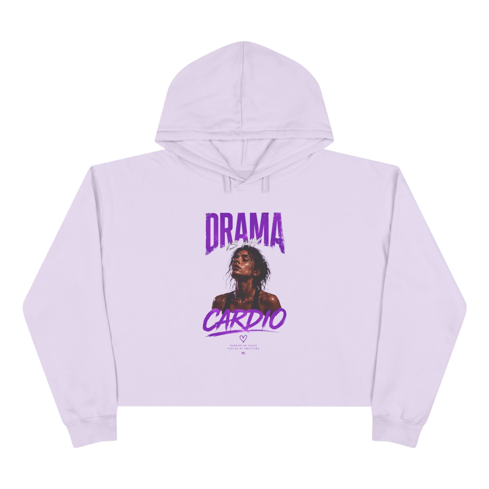 Drama Cardio Crop Hoodie — Graphic Cropped Pullover with Bold Typography