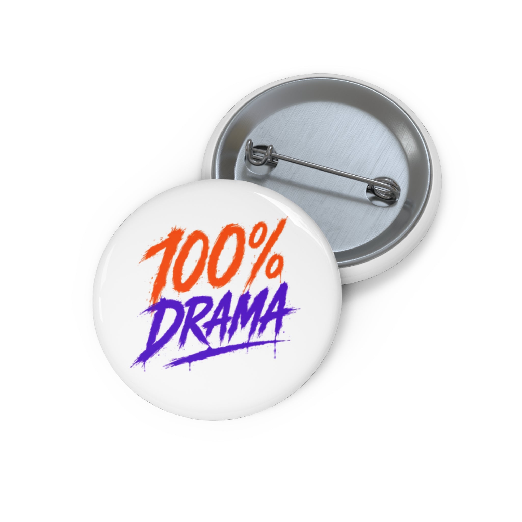 Pin Button — "100% Drama" Retro Graphic Lapel Pin