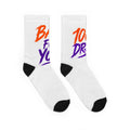 Crew Socks — Bold '100% Drama, Bad For You' Graphic Crew Socks
