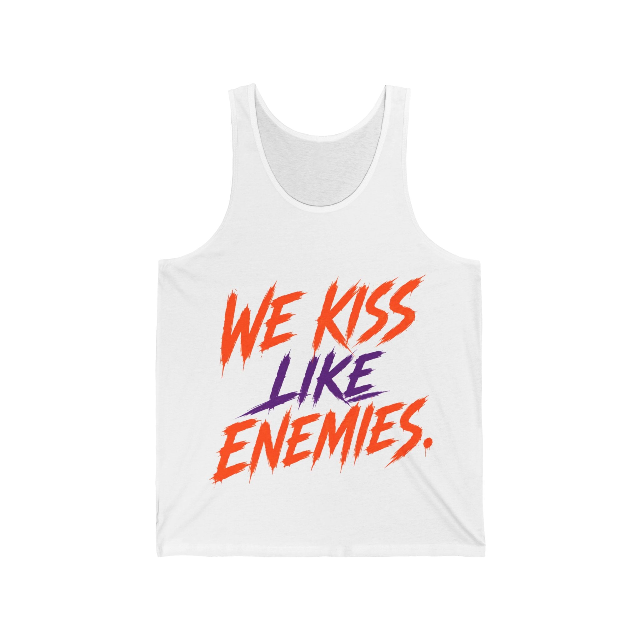 Tank Top — "We Kiss Like Enemies" Graphic Romantic Couple Tank