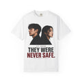 T‑Shirt — "They Were Never Safe." Graphic Tee (Dramatic Portrait Movie‑Style Design)