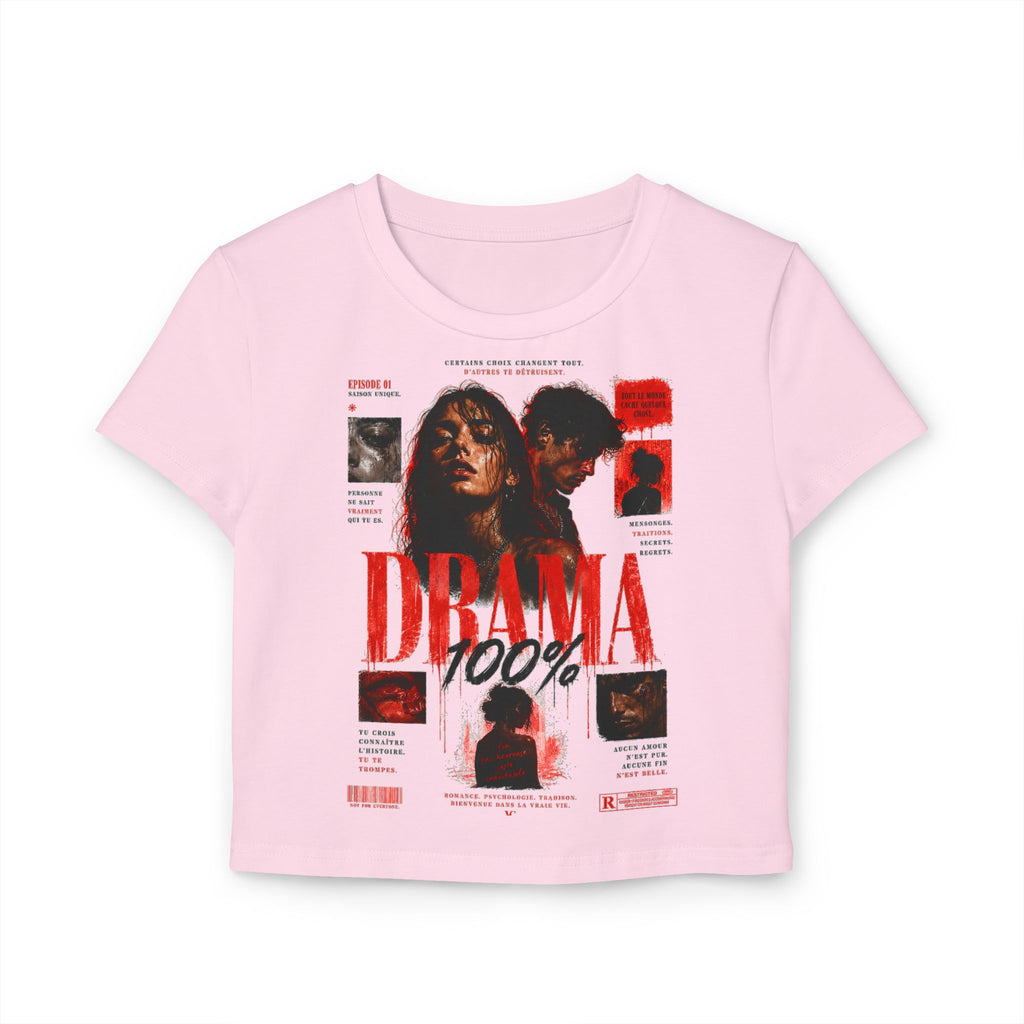 Drama 100% Graphic Crop Tee — Women's Vintage Movie Poster Style Shirt