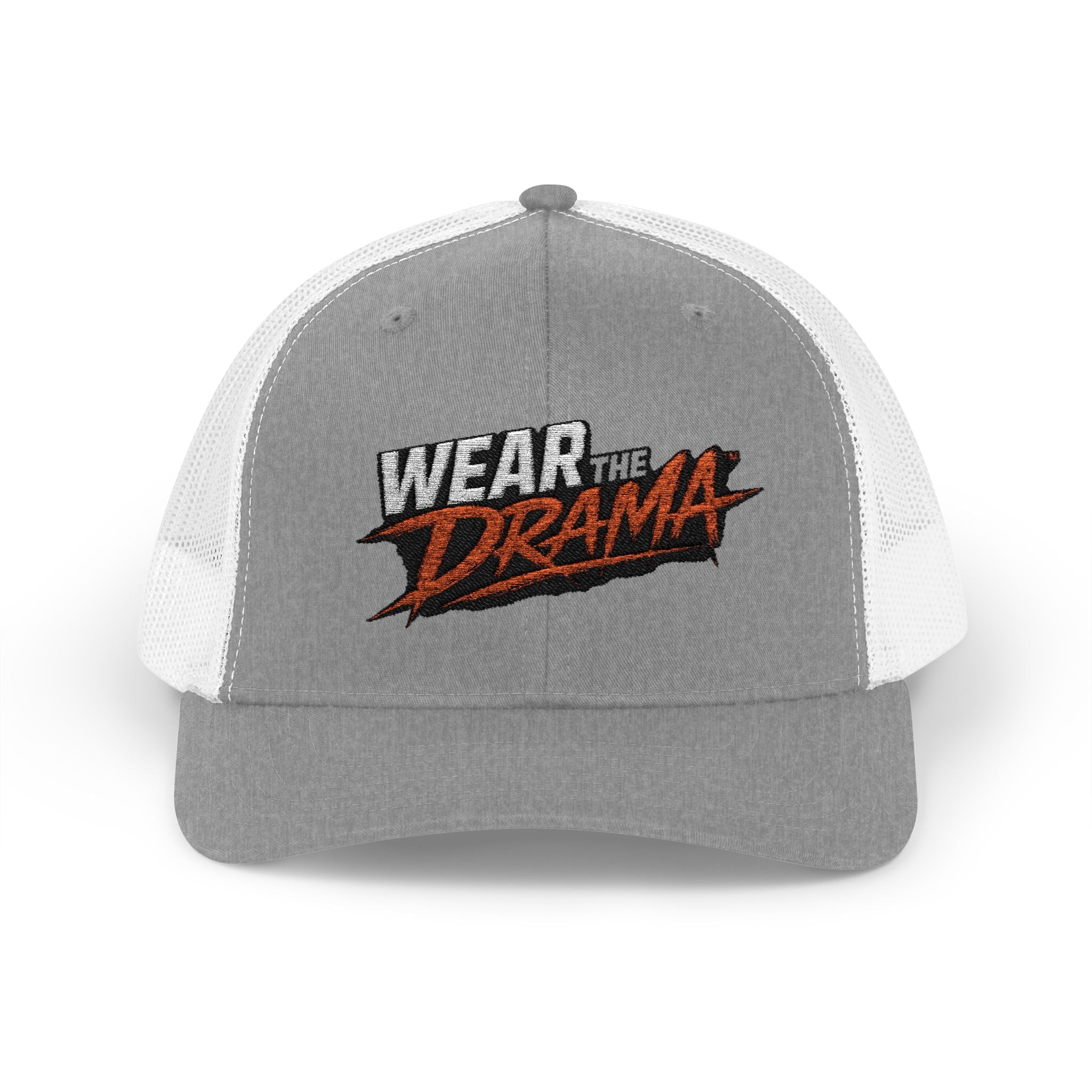 Wear Drama Snapback Trucker Cap — Bold Retro Script Mesh Hat