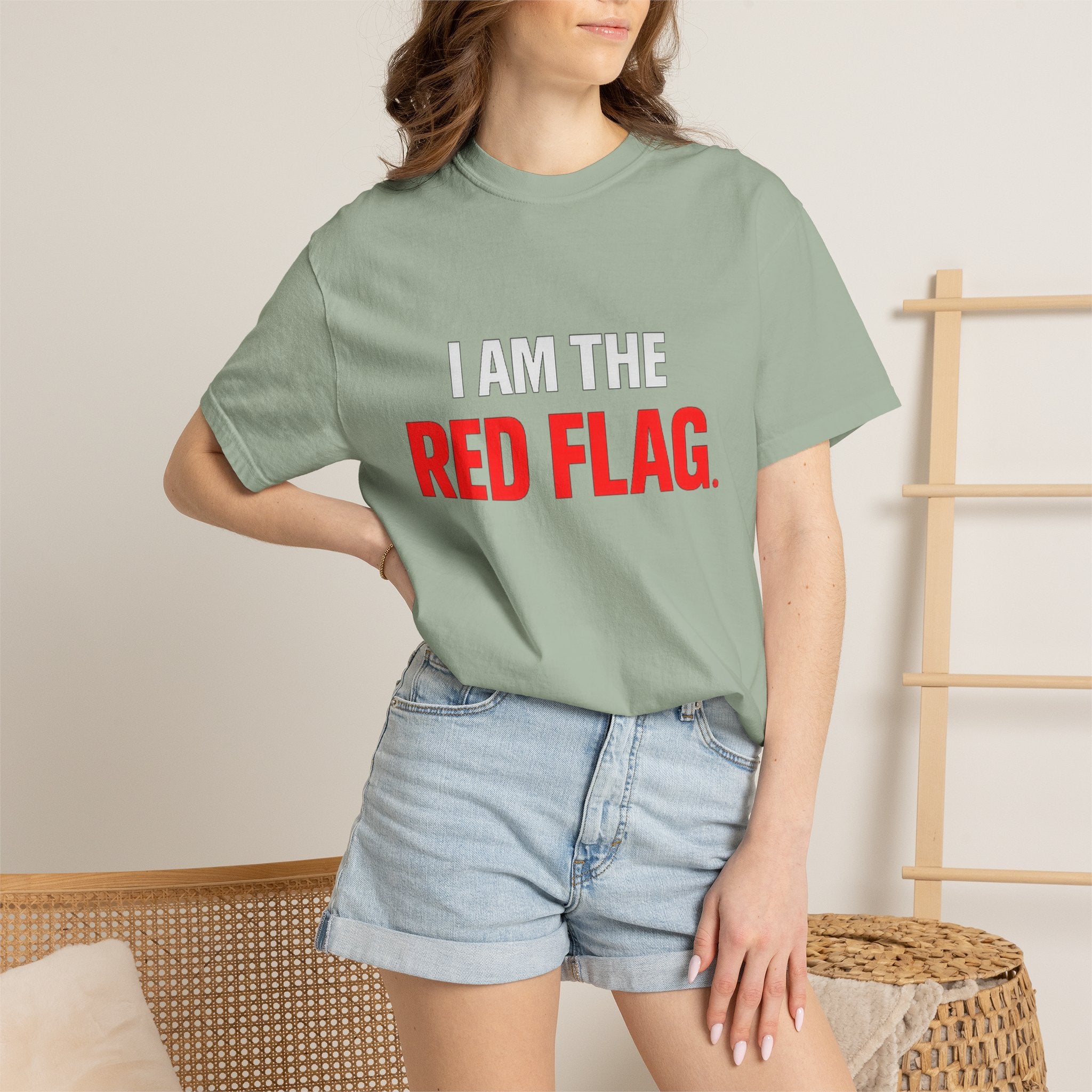 I Am The Red Flag T-Shirt — Funny Bold Text Graphic Tee (Back: "Everyone Has a Dark Side, What's Yours?")