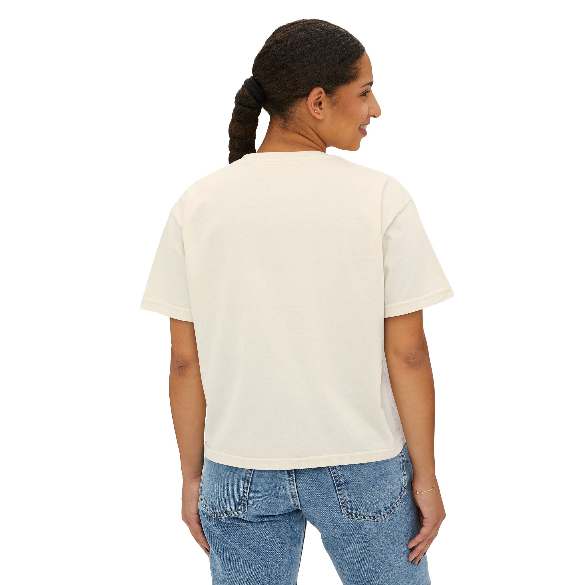 He Lied. Again. Women's Boxy Tee — Dramatic Photo Graphic Tee for Breakup/Statement Fashion