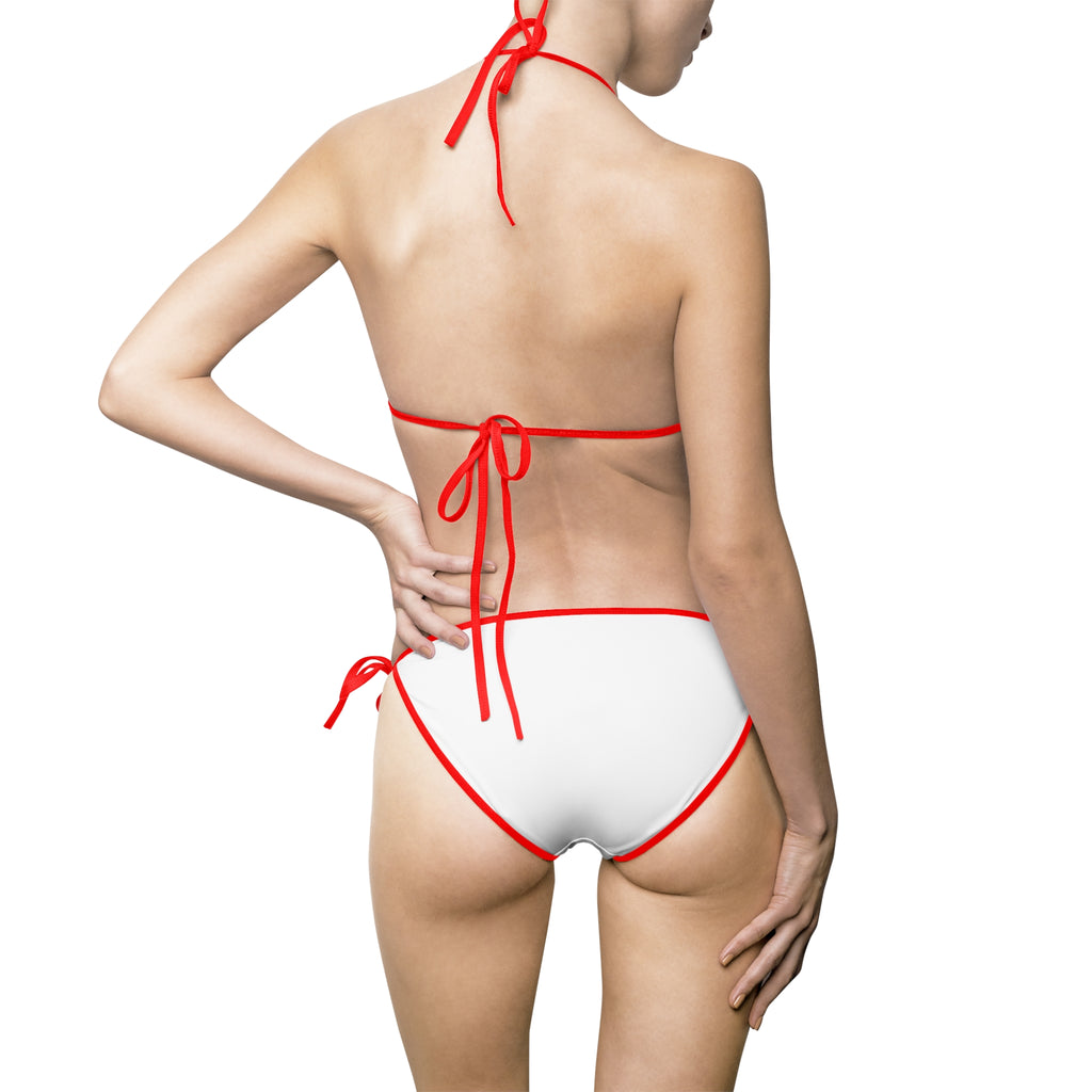 White Triangle Bikini Swimsuit - Tie-Side Women's Two-Piece Beachwear