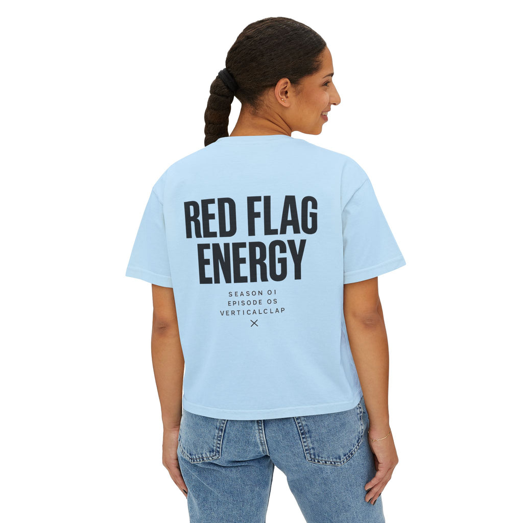 Red Flag Energy Women's Boxy Tee – Bold Graphic Back Print