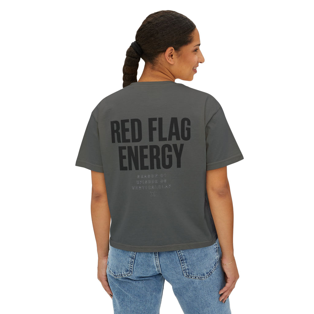 Red Flag Energy Women's Boxy Tee – Bold Graphic Back Print
