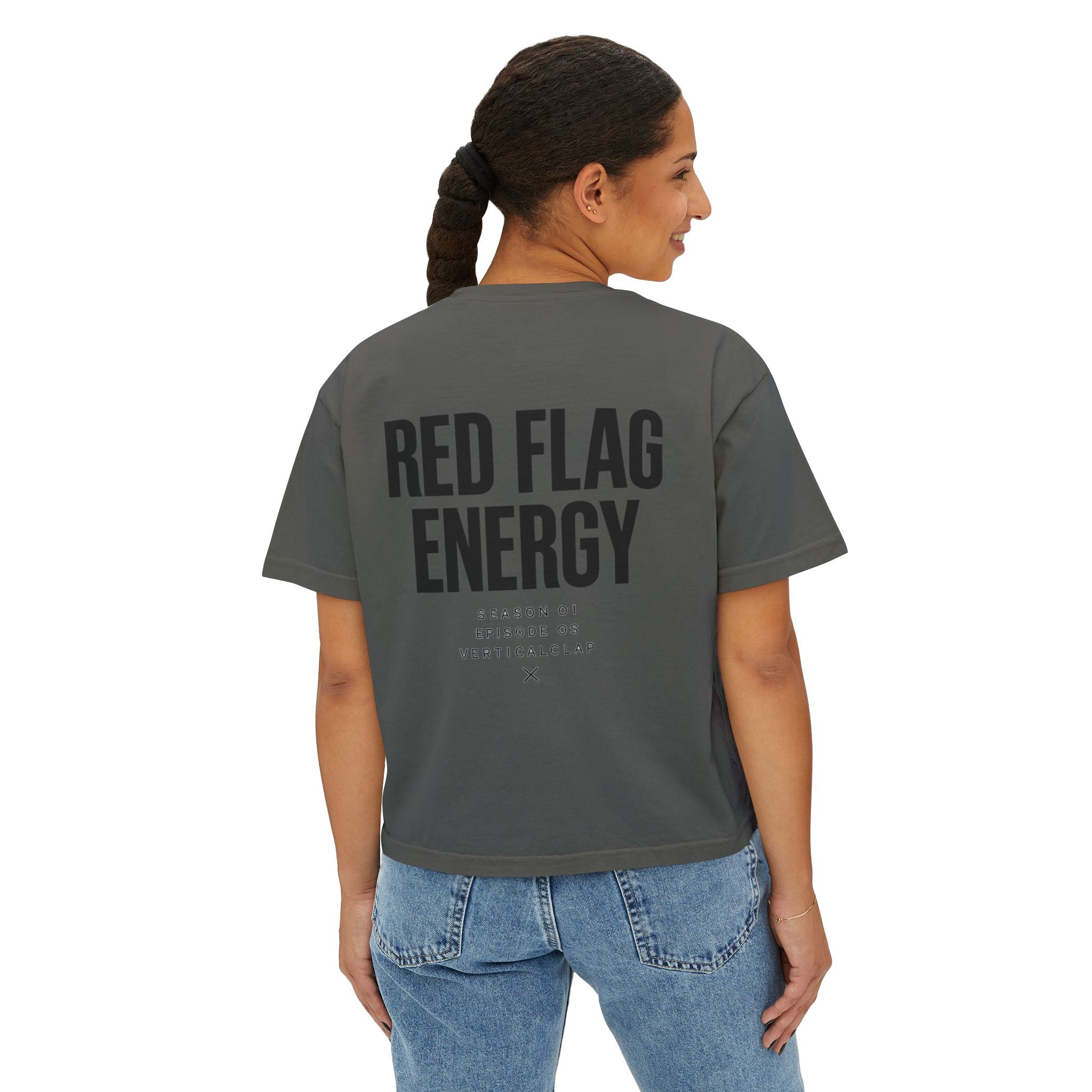 Red Flag Energy Women's Boxy Tee – Bold Graphic Back Print