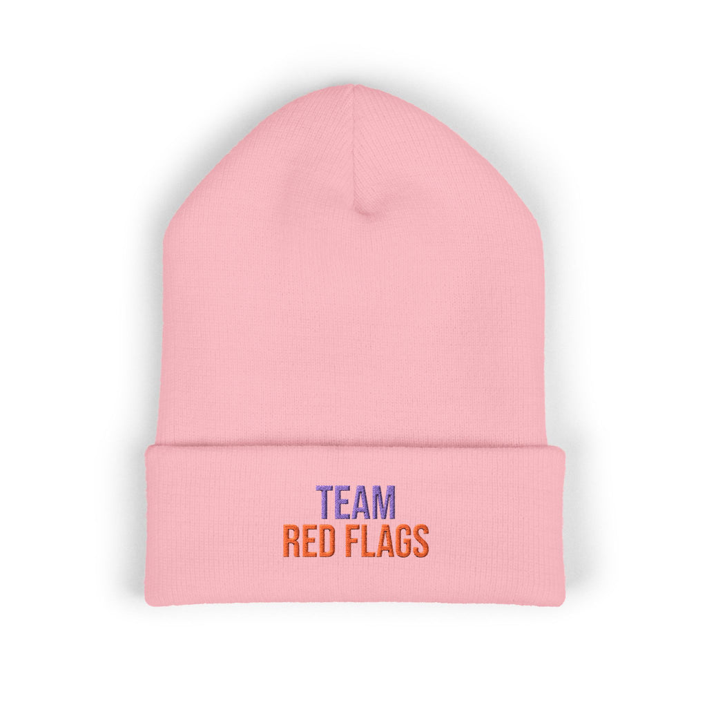 Embroidered 'Team Red Flags' Cuffed Beanie