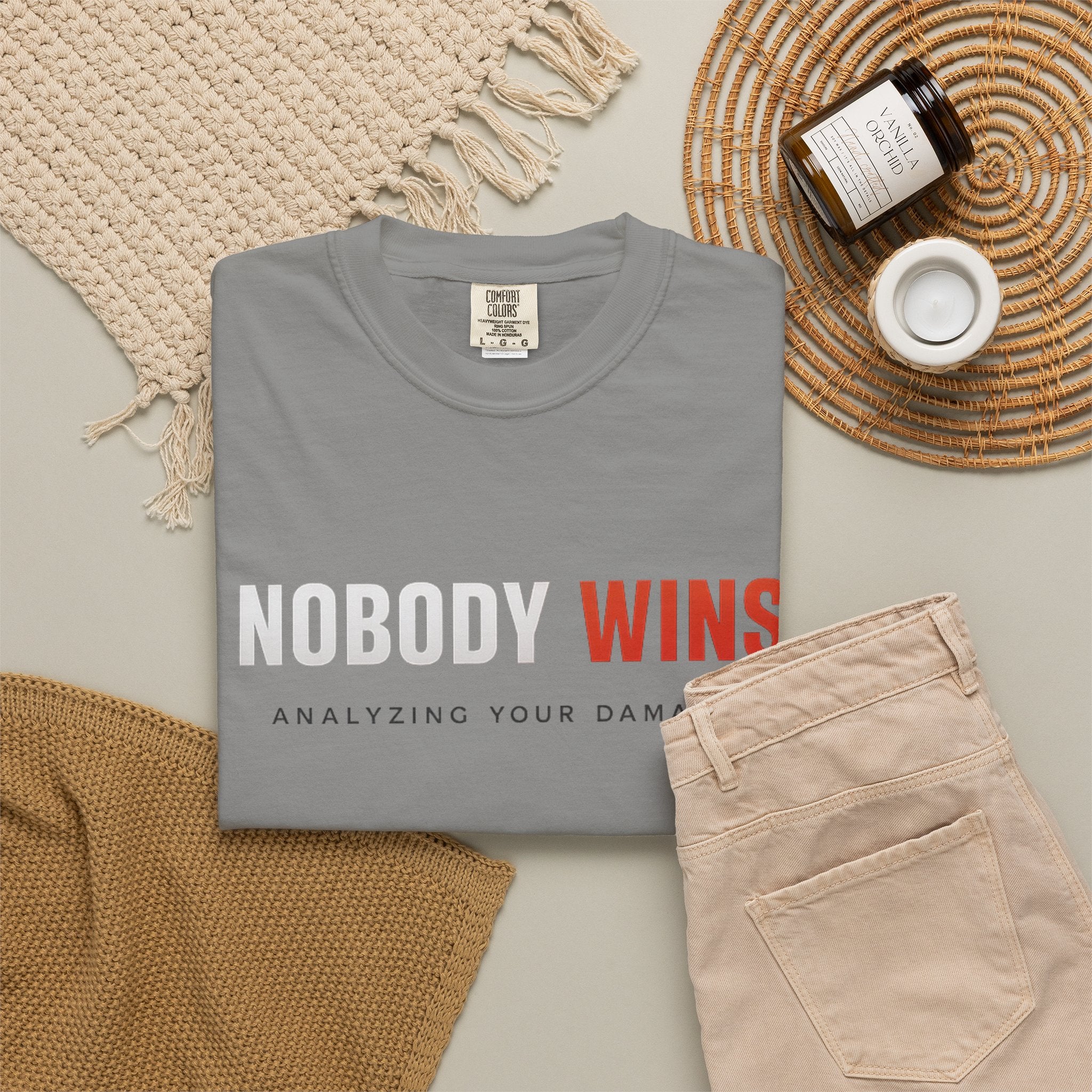 Nobody Wins T-Shirt — Graphic Statement Tee ('Nobody Wins. Analyzing Your Damage')