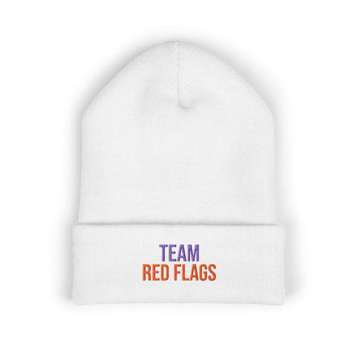 Embroidered 'Team Red Flags' Cuffed Beanie