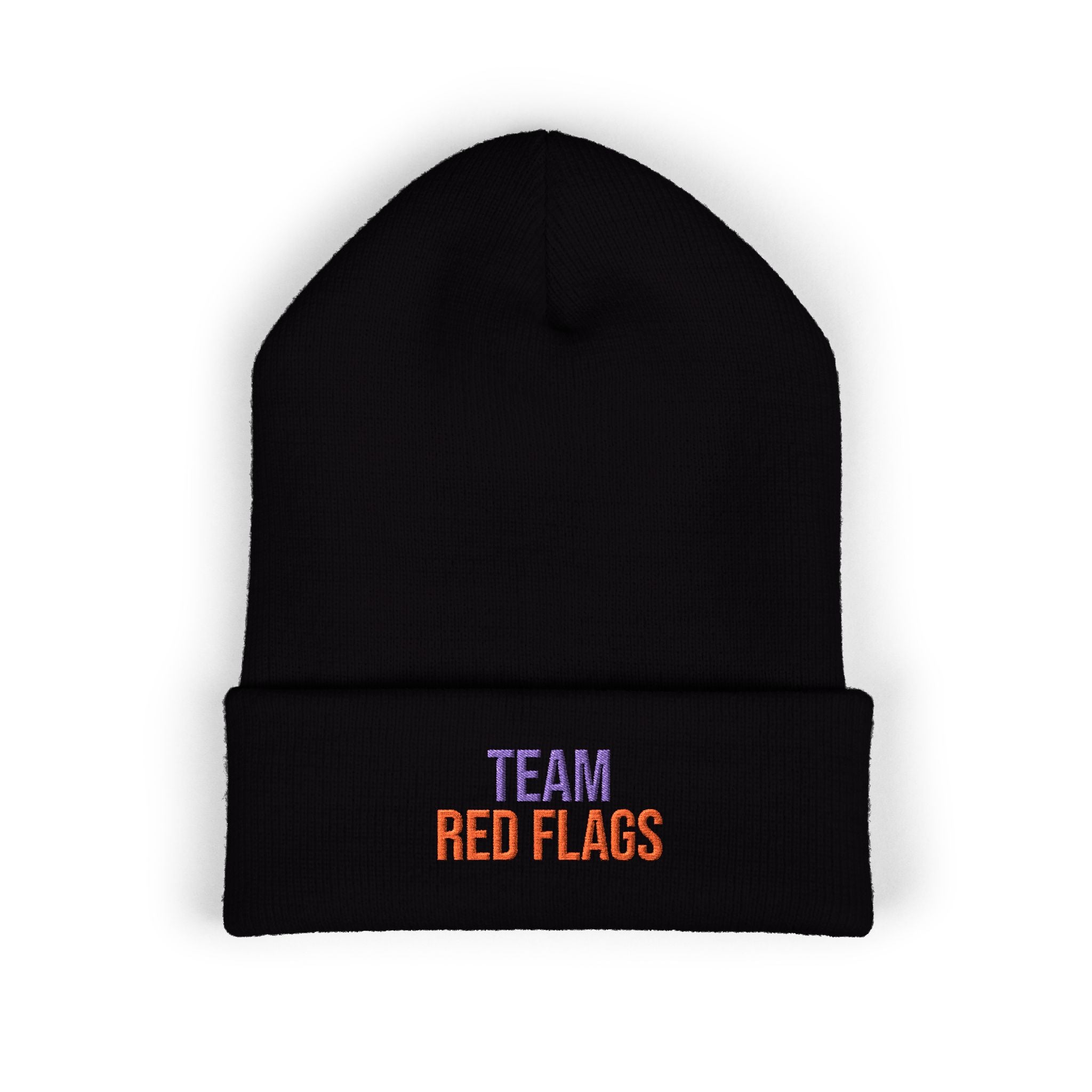 Embroidered 'Team Red Flags' Cuffed Beanie