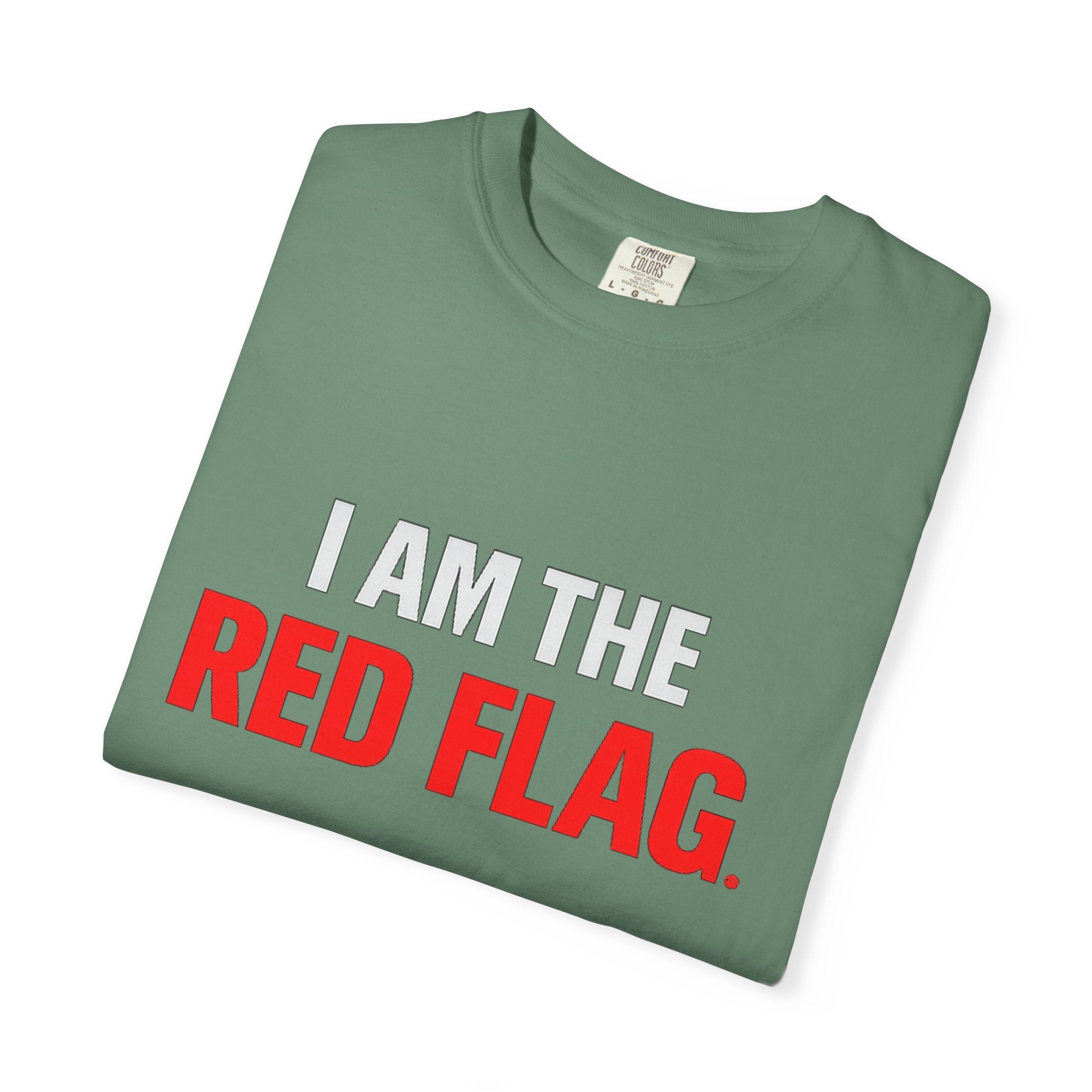 I Am The Red Flag T-Shirt — Funny Bold Text Graphic Tee (Back: "Everyone Has a Dark Side, What's Yours?")