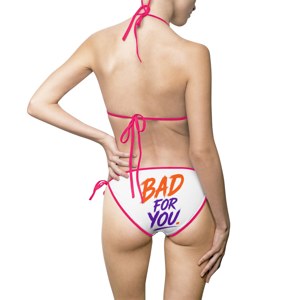 Women’s Bikini Swimsuit – Motivational "Strengthened by Change" Graphic Triangle Top