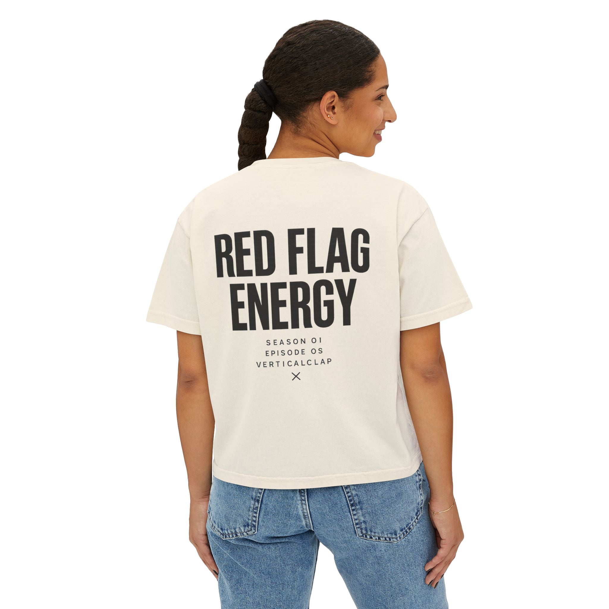 Red Flag Energy Women's Boxy Tee – Bold Graphic Back Print