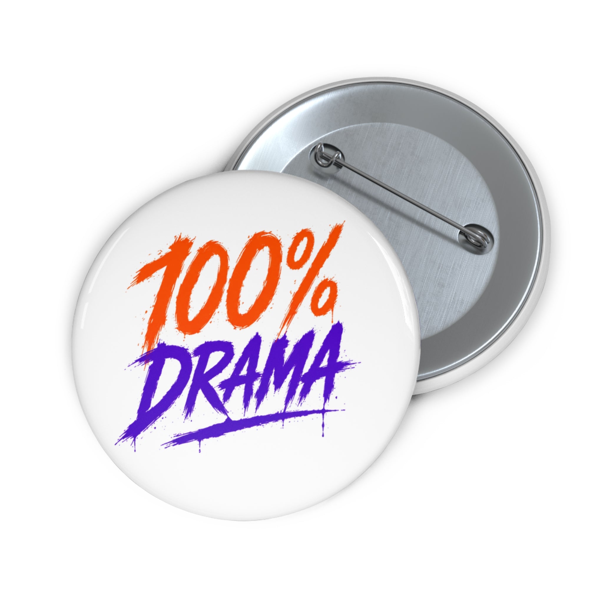 Pin Button — "100% Drama" Retro Graphic Lapel Pin