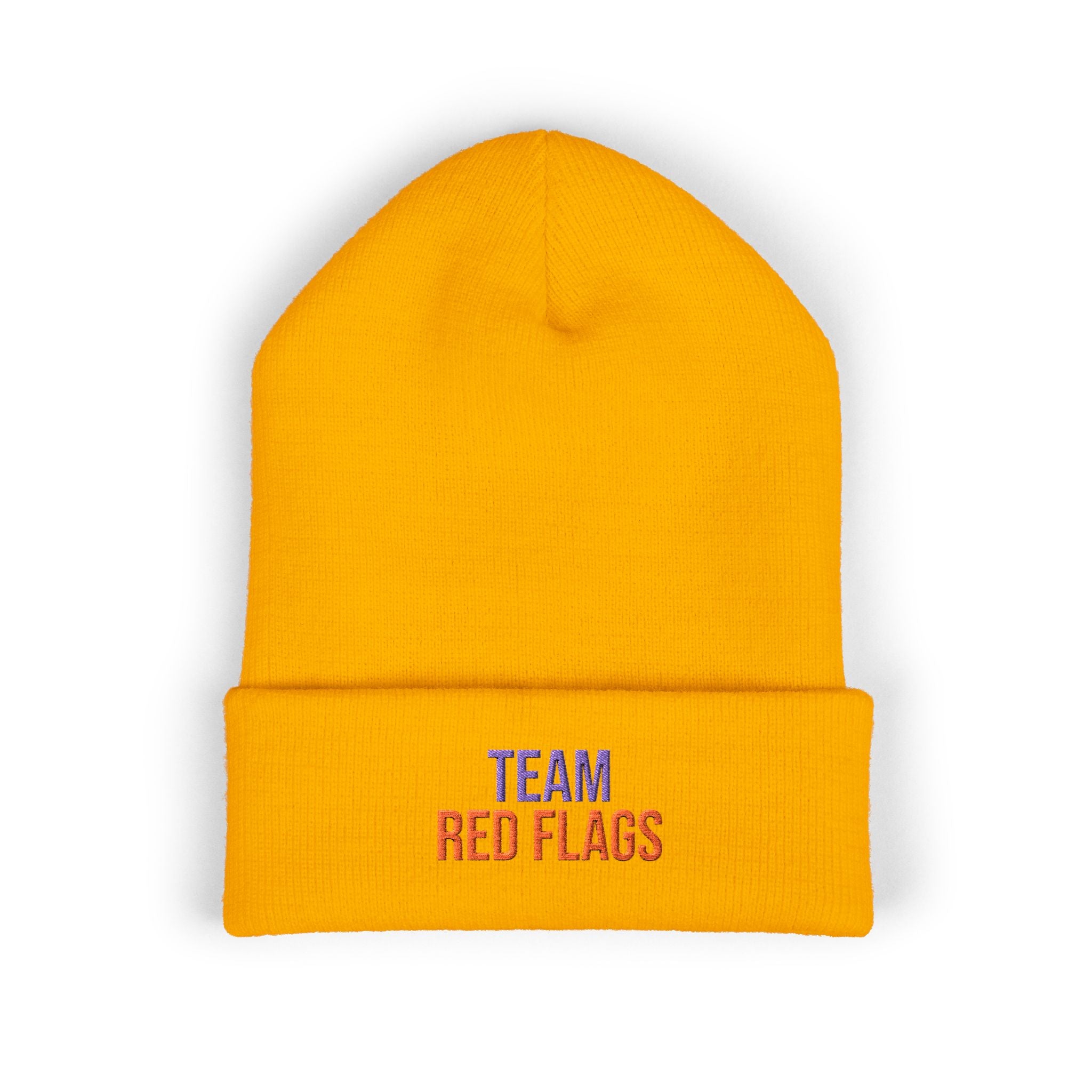 Embroidered 'Team Red Flags' Cuffed Beanie