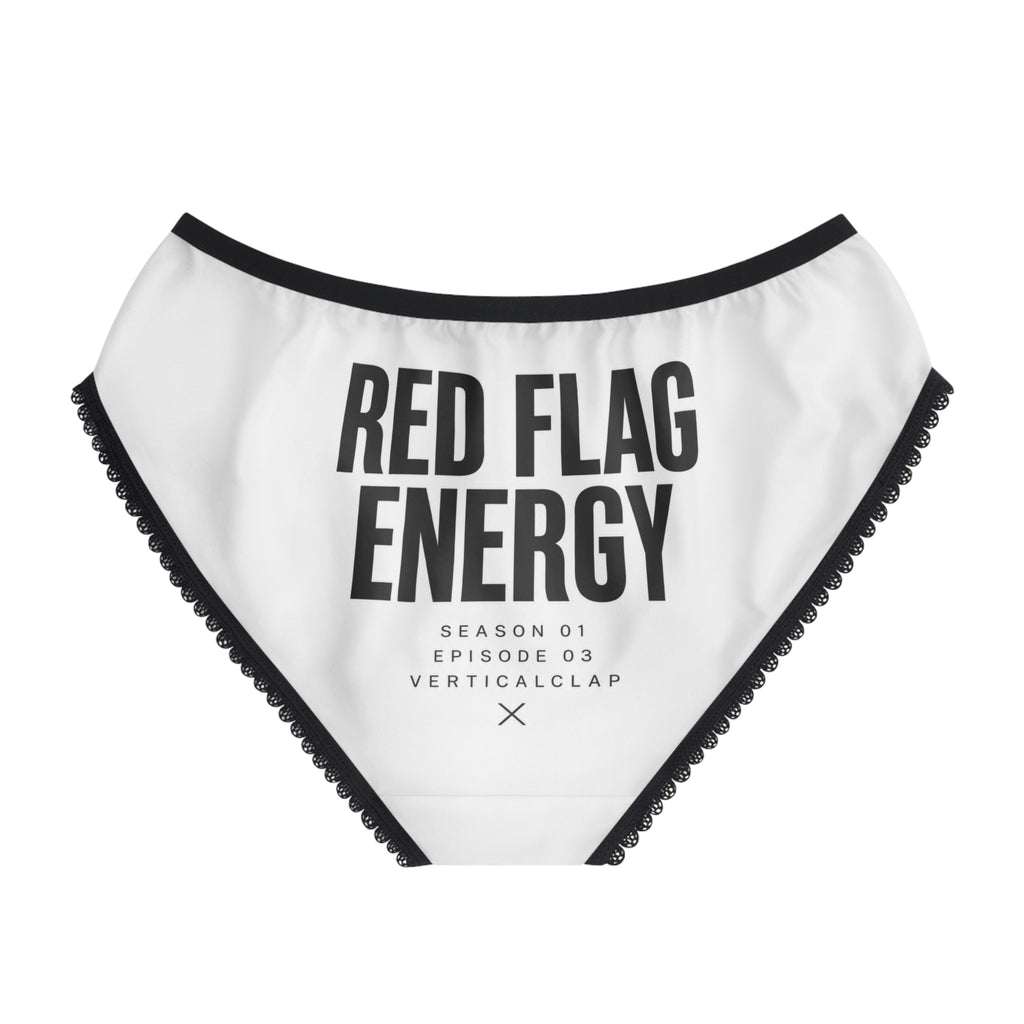 Women's Briefs — 'Red Flag Energy / Emotionally Expensive' Printed Lace-Trim Briefs