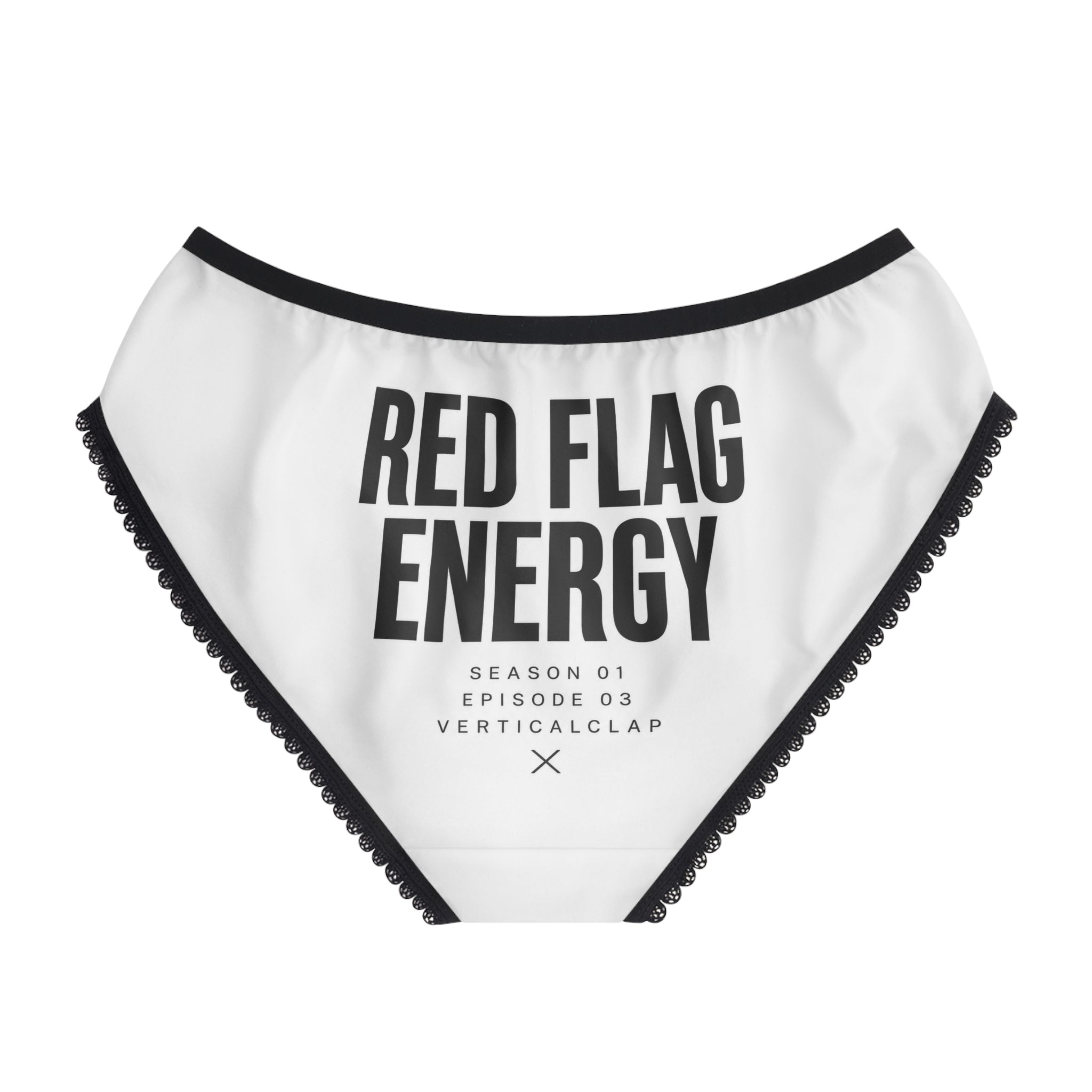 Women's Briefs — 'Red Flag Energy / Emotionally Expensive' Printed Lace-Trim Briefs