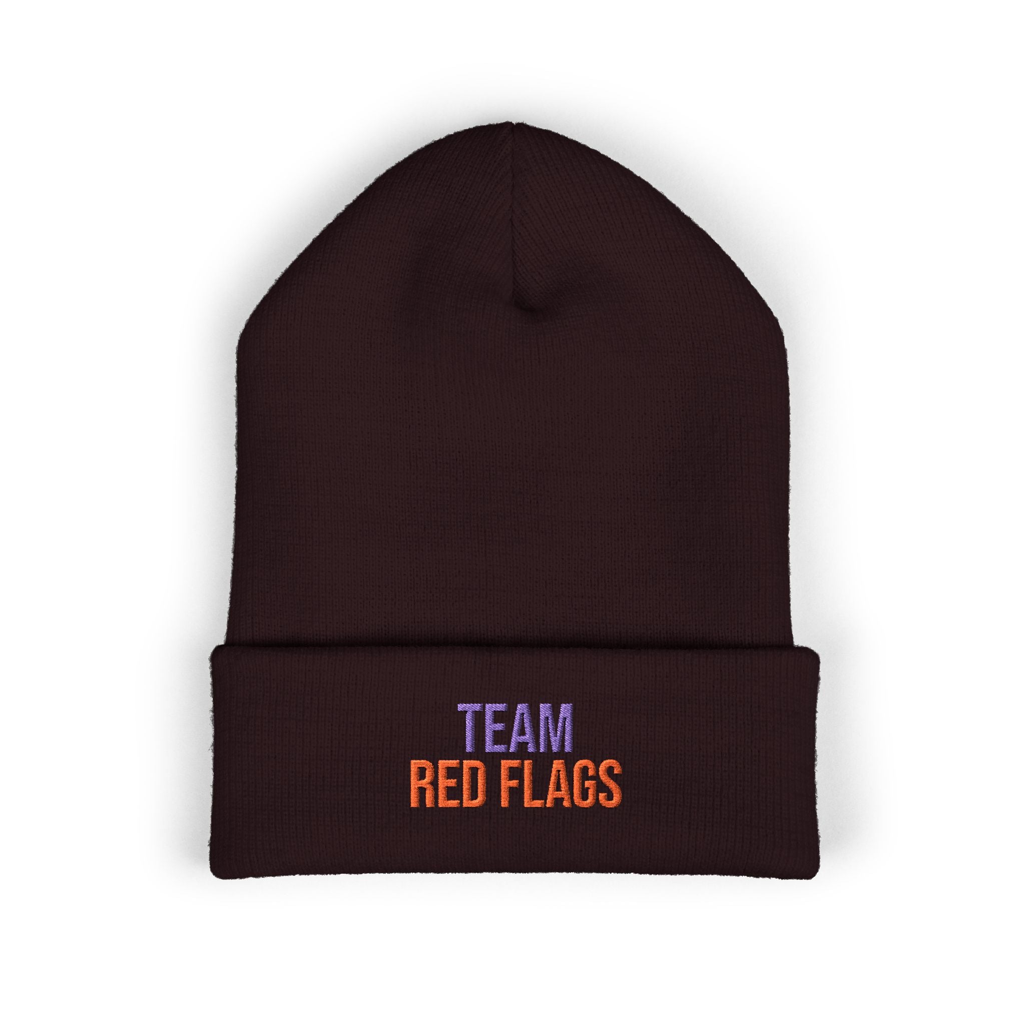 Embroidered 'Team Red Flags' Cuffed Beanie