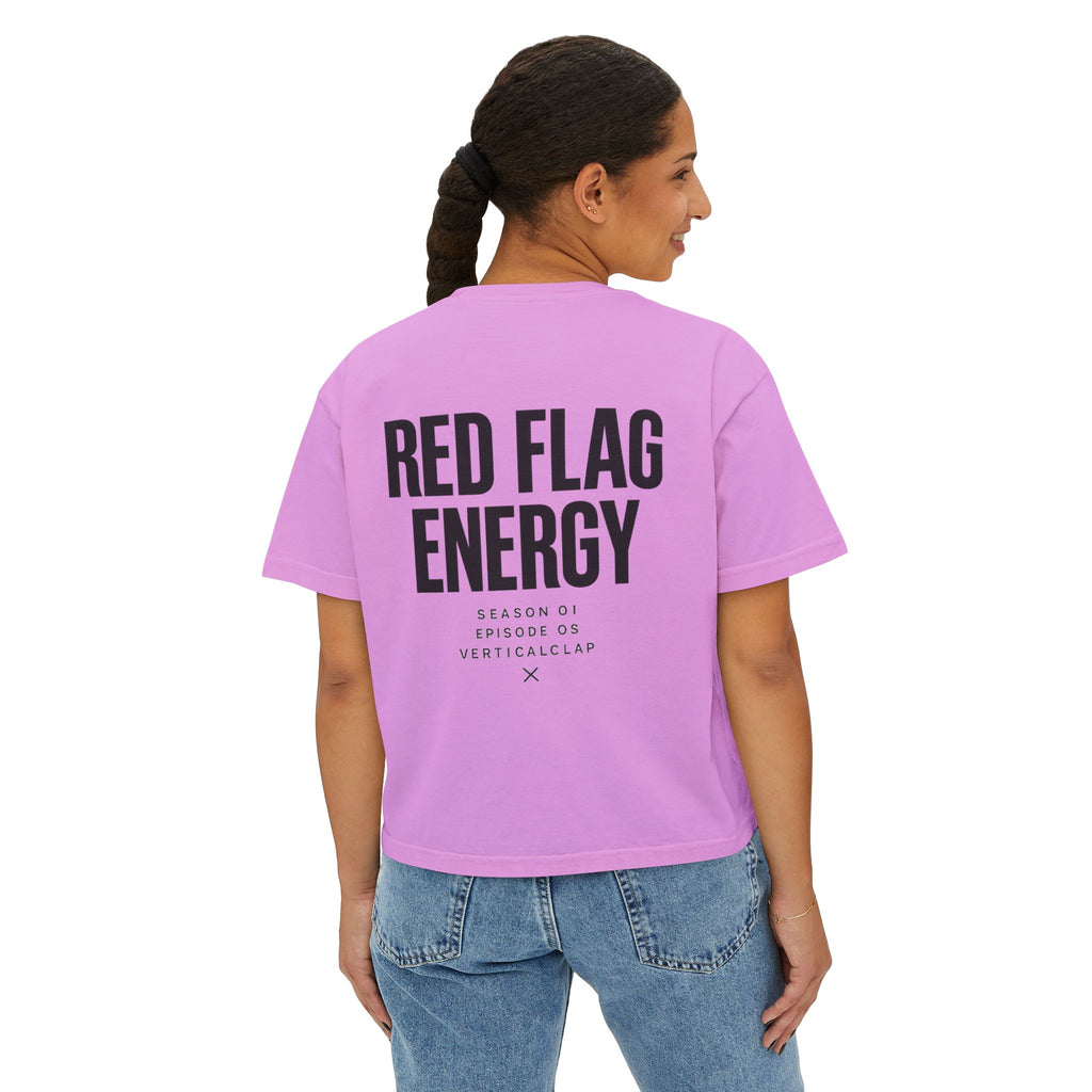 Red Flag Energy Women's Boxy Tee – Bold Graphic Back Print