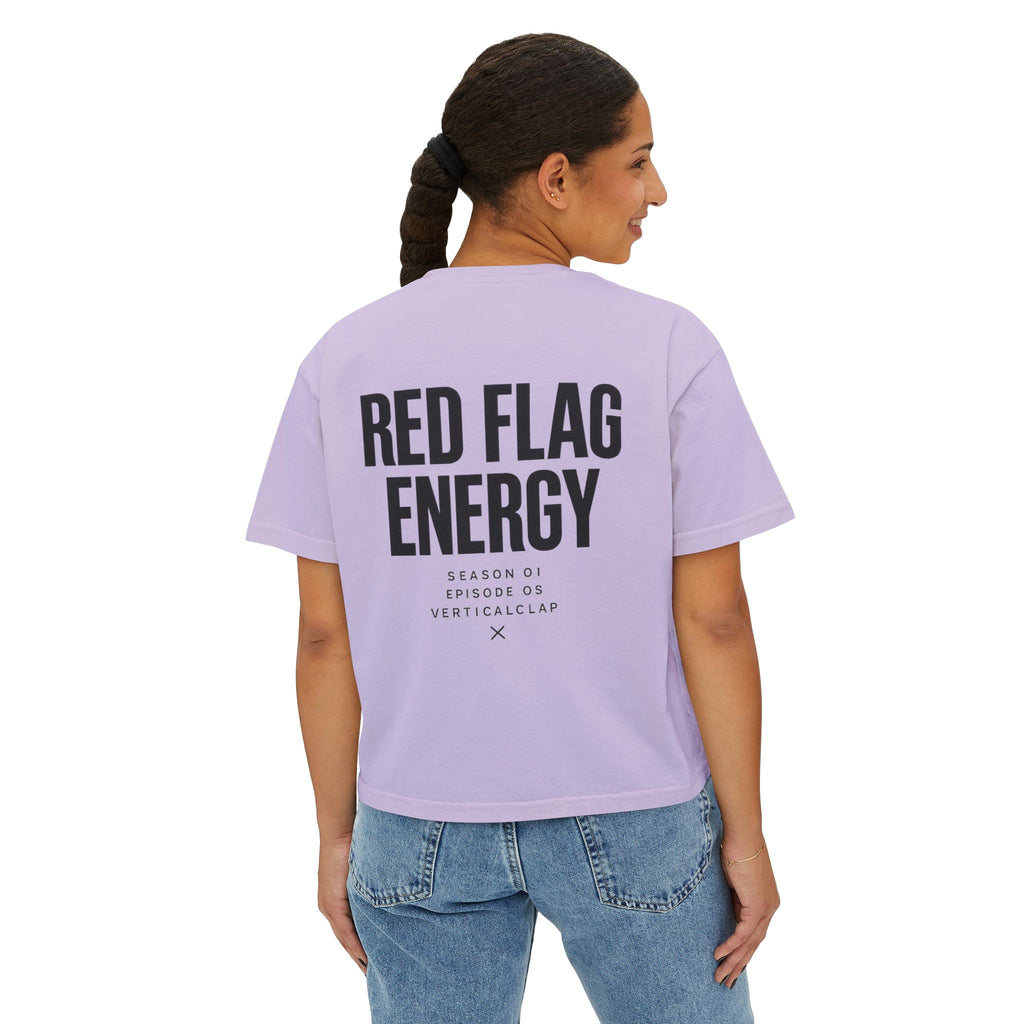 Red Flag Energy Women's Boxy Tee – Bold Graphic Back Print