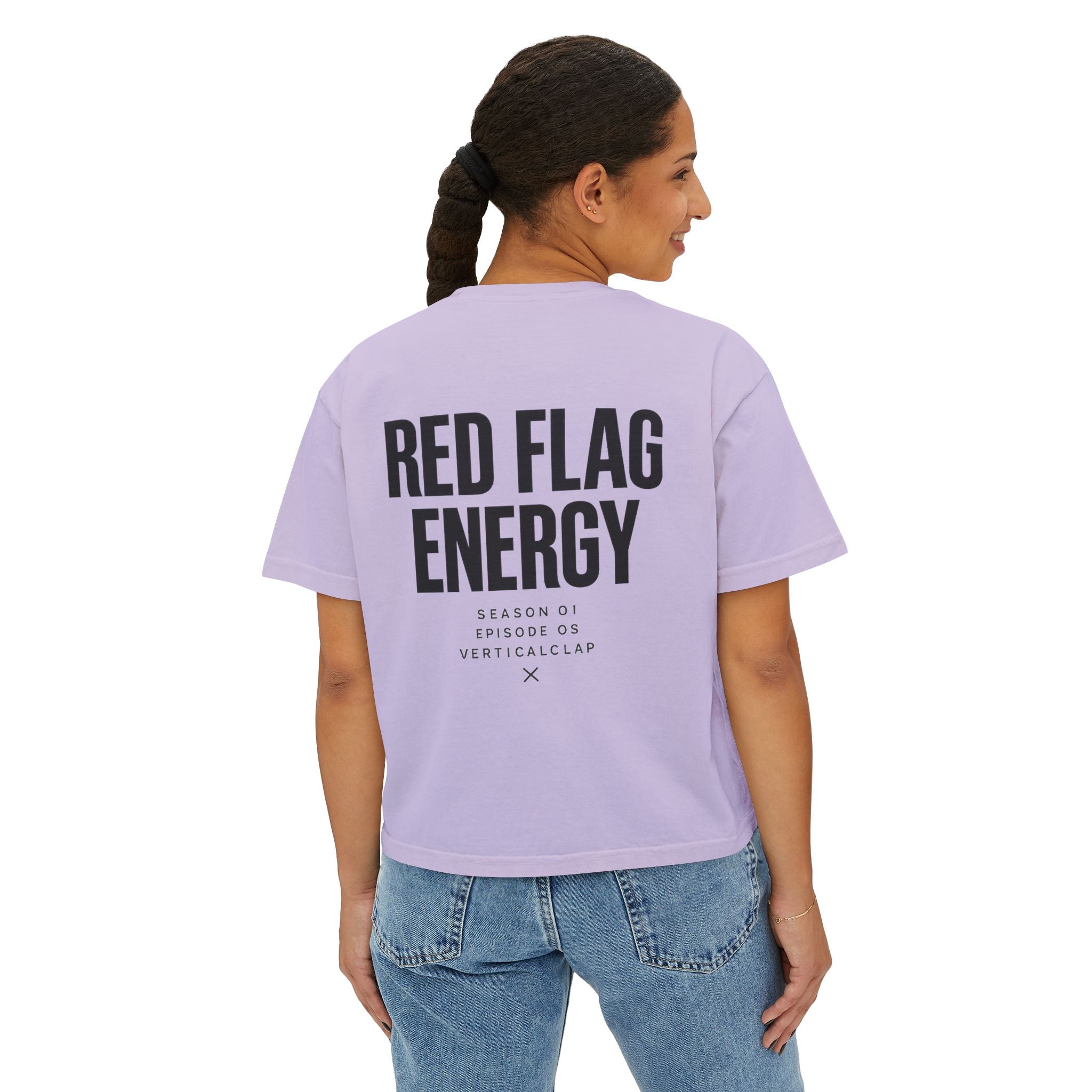 Red Flag Energy Women's Boxy Tee – Bold Graphic Back Print