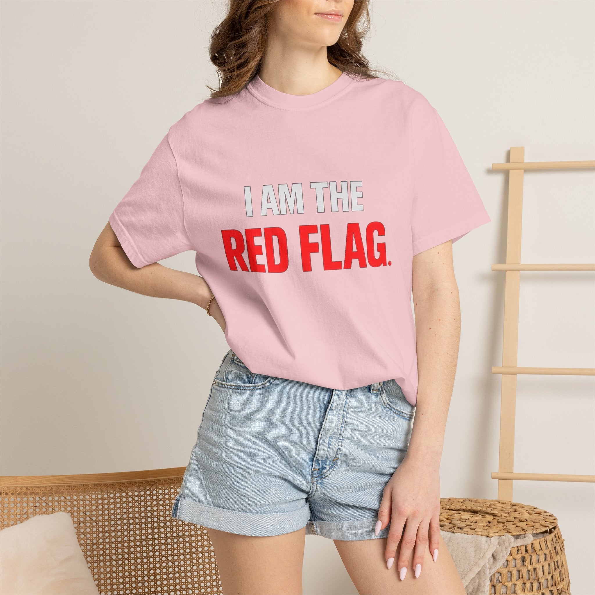 I Am The Red Flag T-Shirt — Funny Bold Text Graphic Tee (Back: "Everyone Has a Dark Side, What's Yours?")