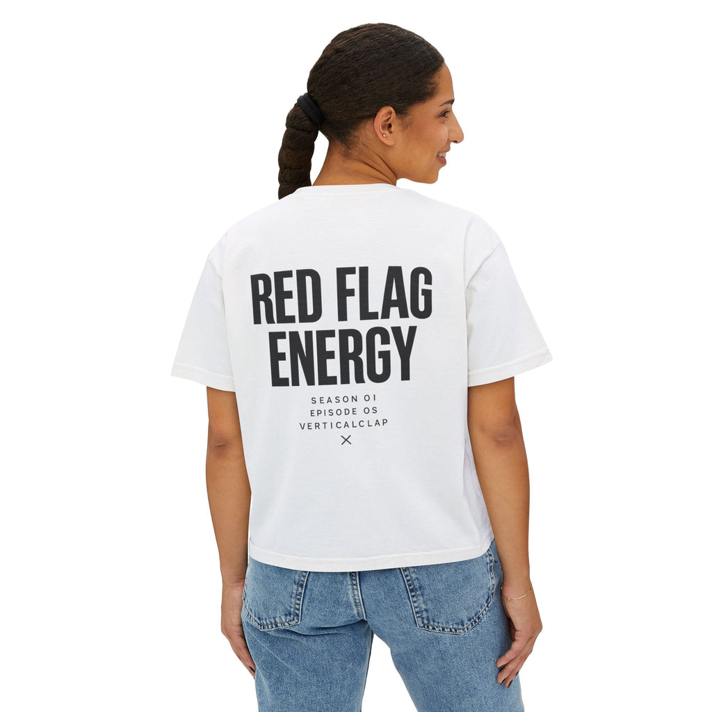 Red Flag Energy Women's Boxy Tee – Bold Graphic Back Print