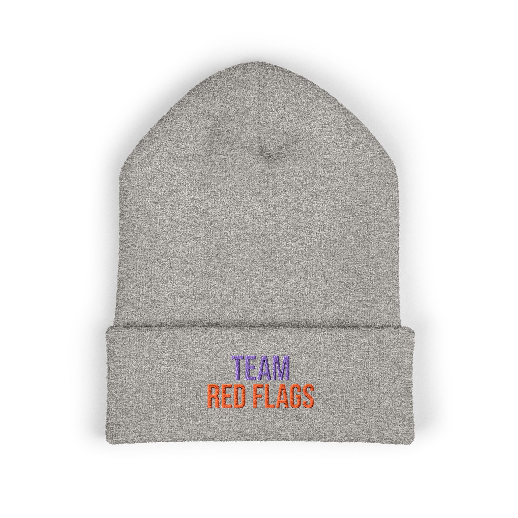 Embroidered 'Team Red Flags' Cuffed Beanie