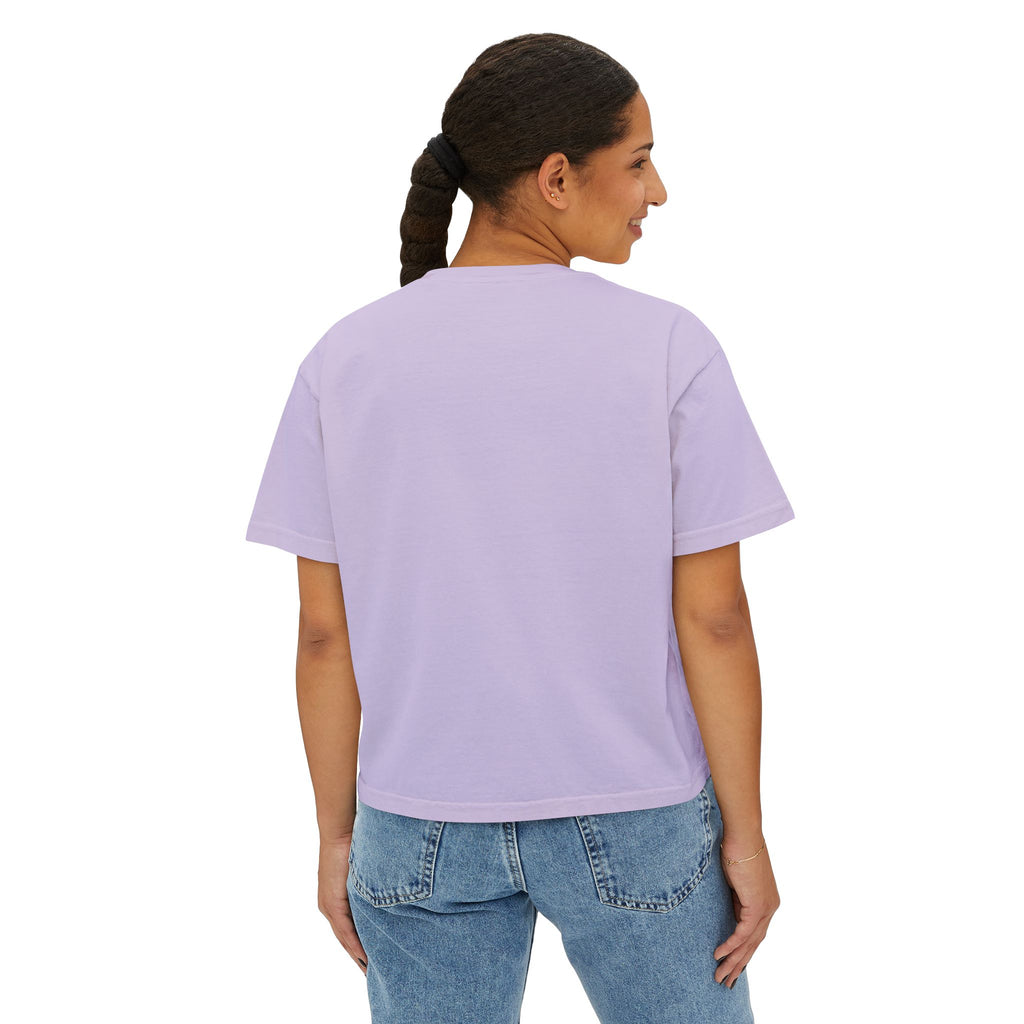 He Lied. Again. Women's Boxy Tee — Dramatic Photo Graphic Tee for Breakup/Statement Fashion