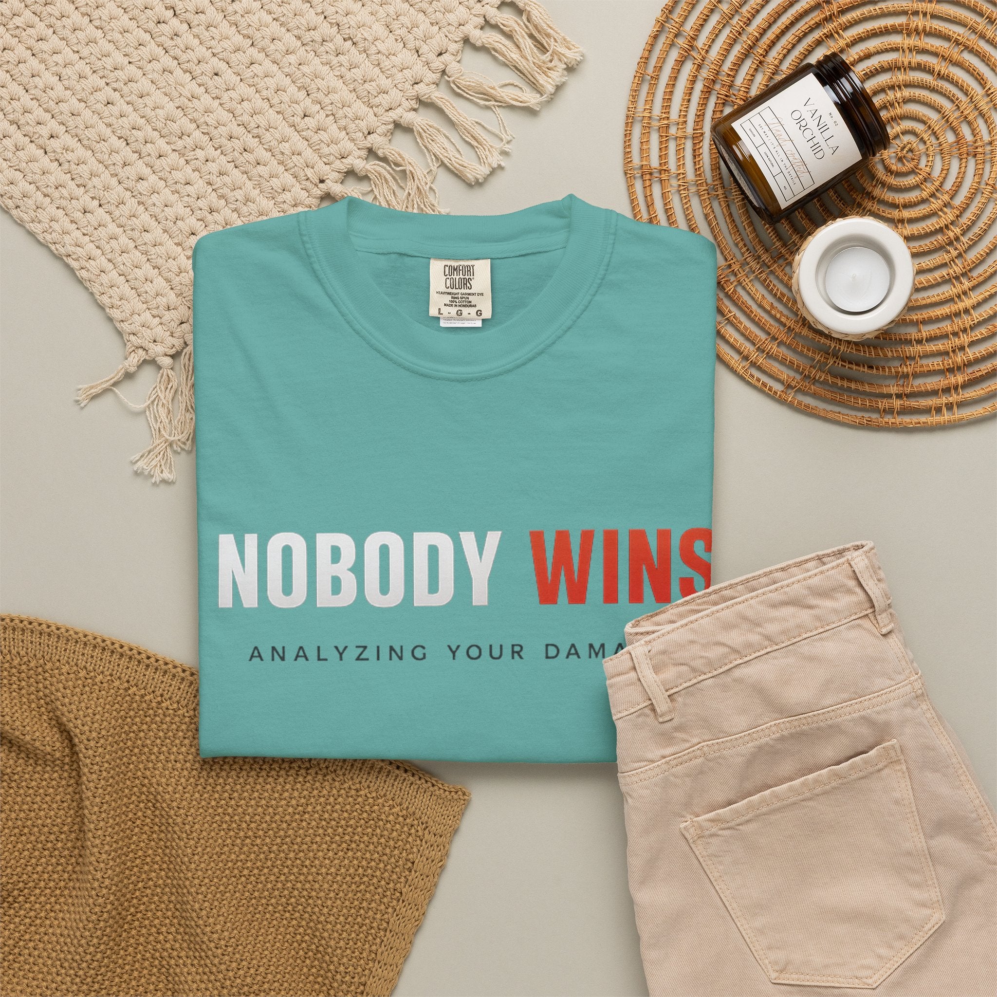 Nobody Wins T-Shirt — Graphic Statement Tee ('Nobody Wins. Analyzing Your Damage')