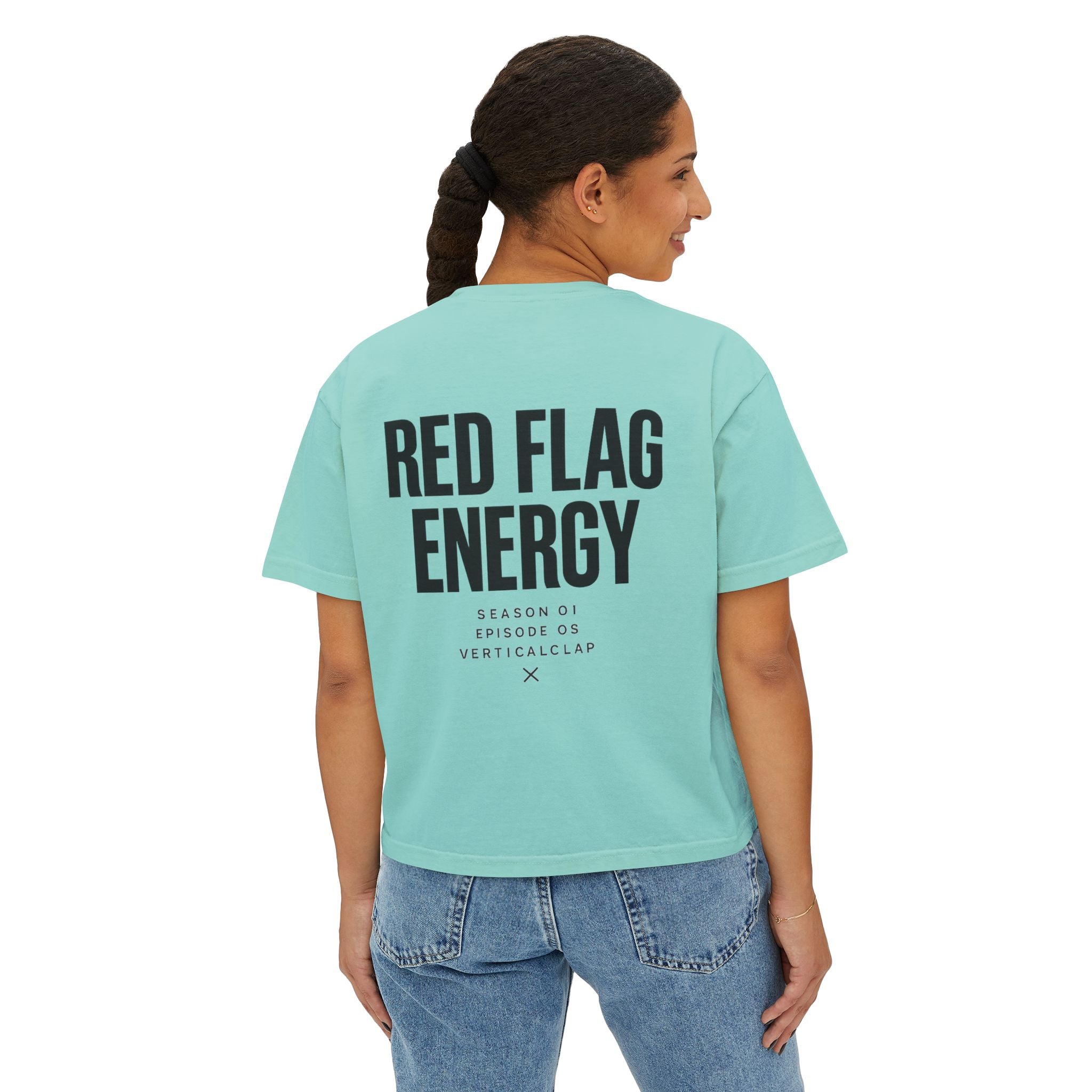 Red Flag Energy Women's Boxy Tee – Bold Graphic Back Print