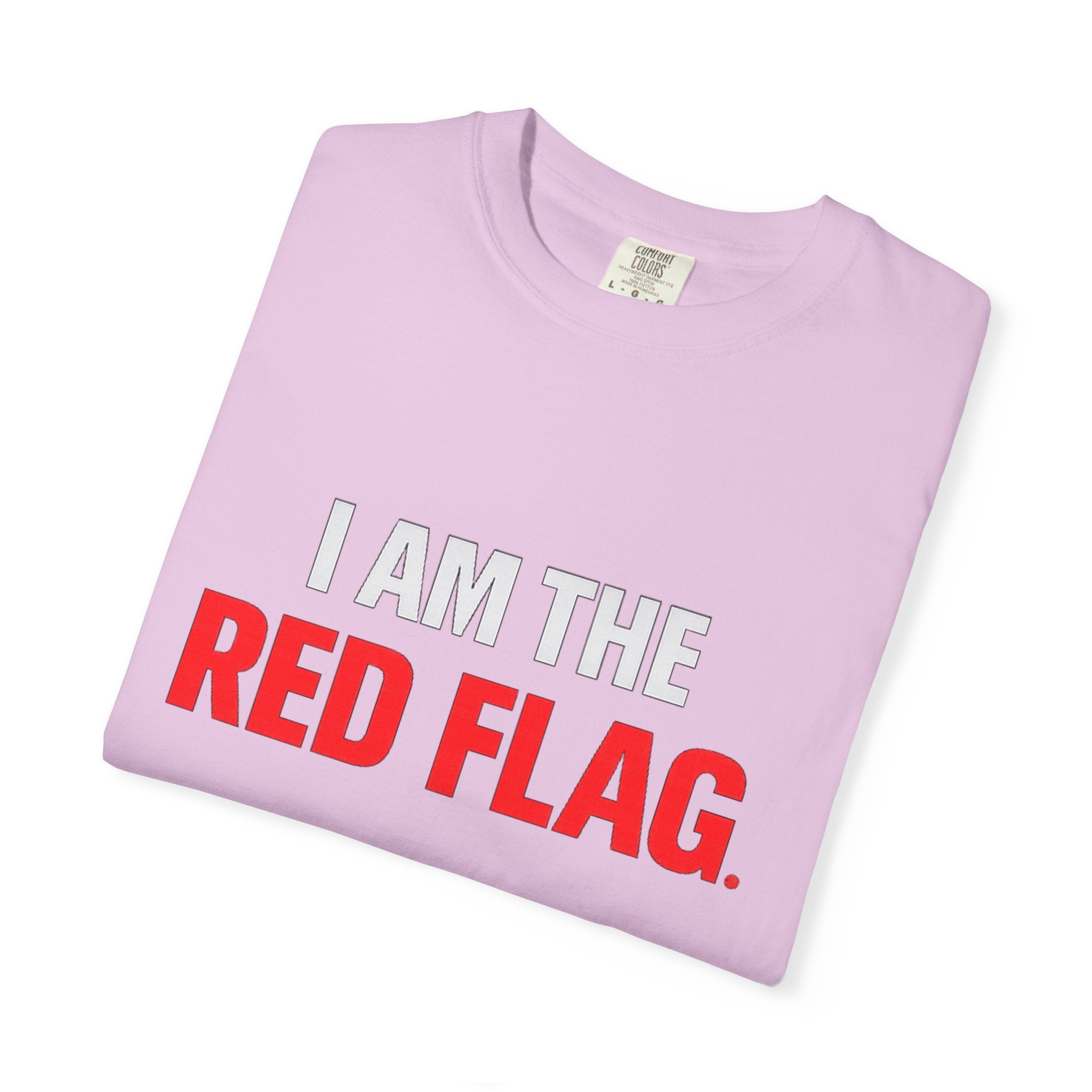 I Am The Red Flag T-Shirt — Funny Bold Text Graphic Tee (Back: "Everyone Has a Dark Side, What's Yours?")