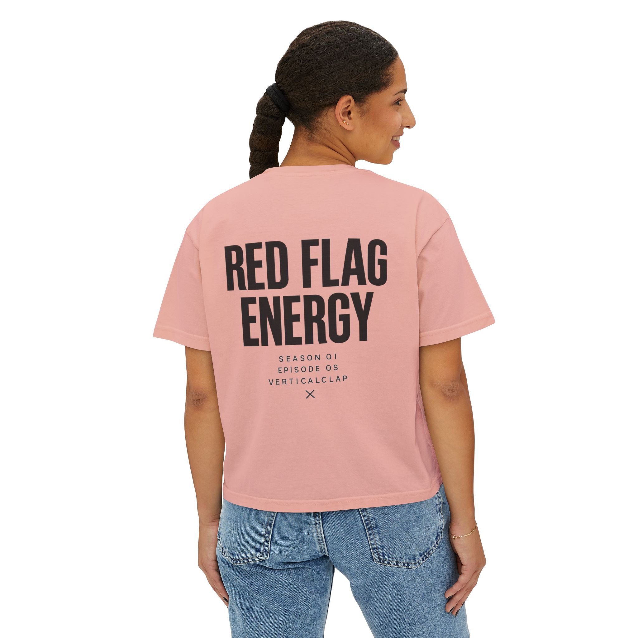 Red Flag Energy Women's Boxy Tee – Bold Graphic Back Print