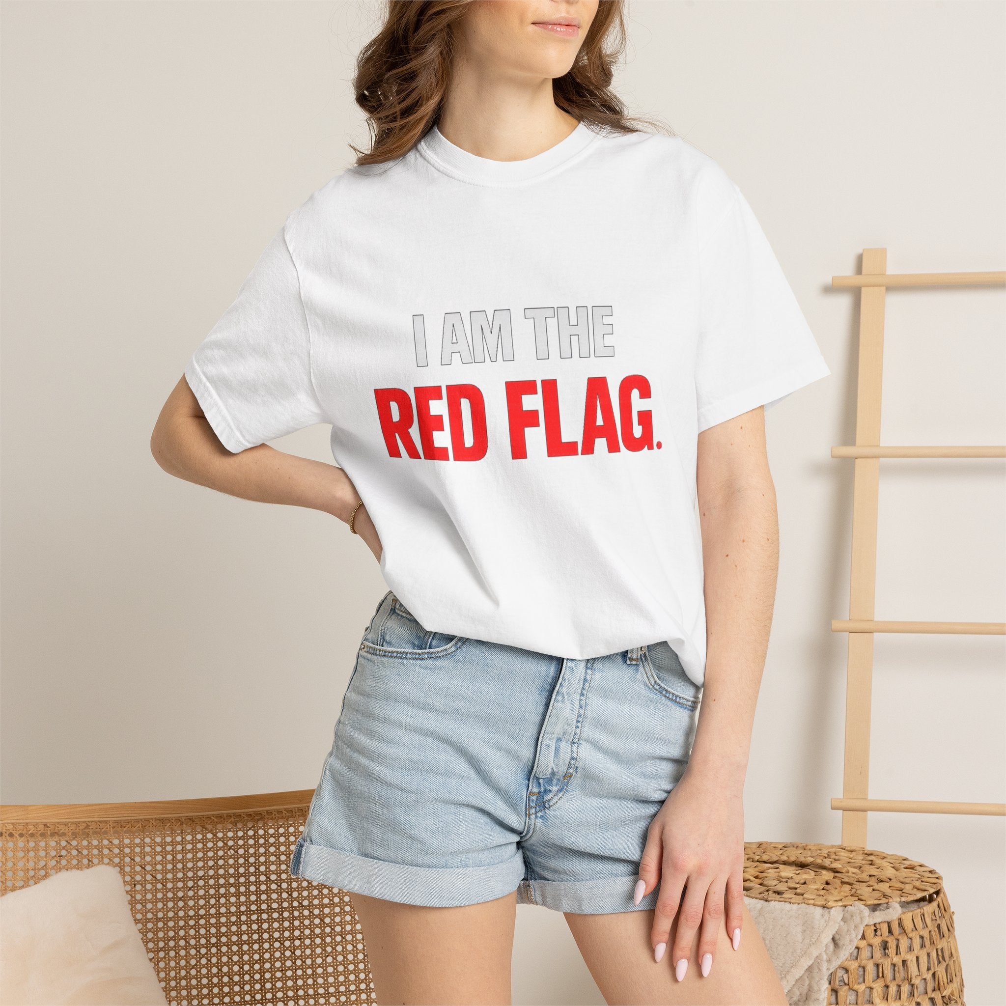 I Am The Red Flag T-Shirt — Funny Bold Text Graphic Tee (Back: "Everyone Has a Dark Side, What's Yours?")