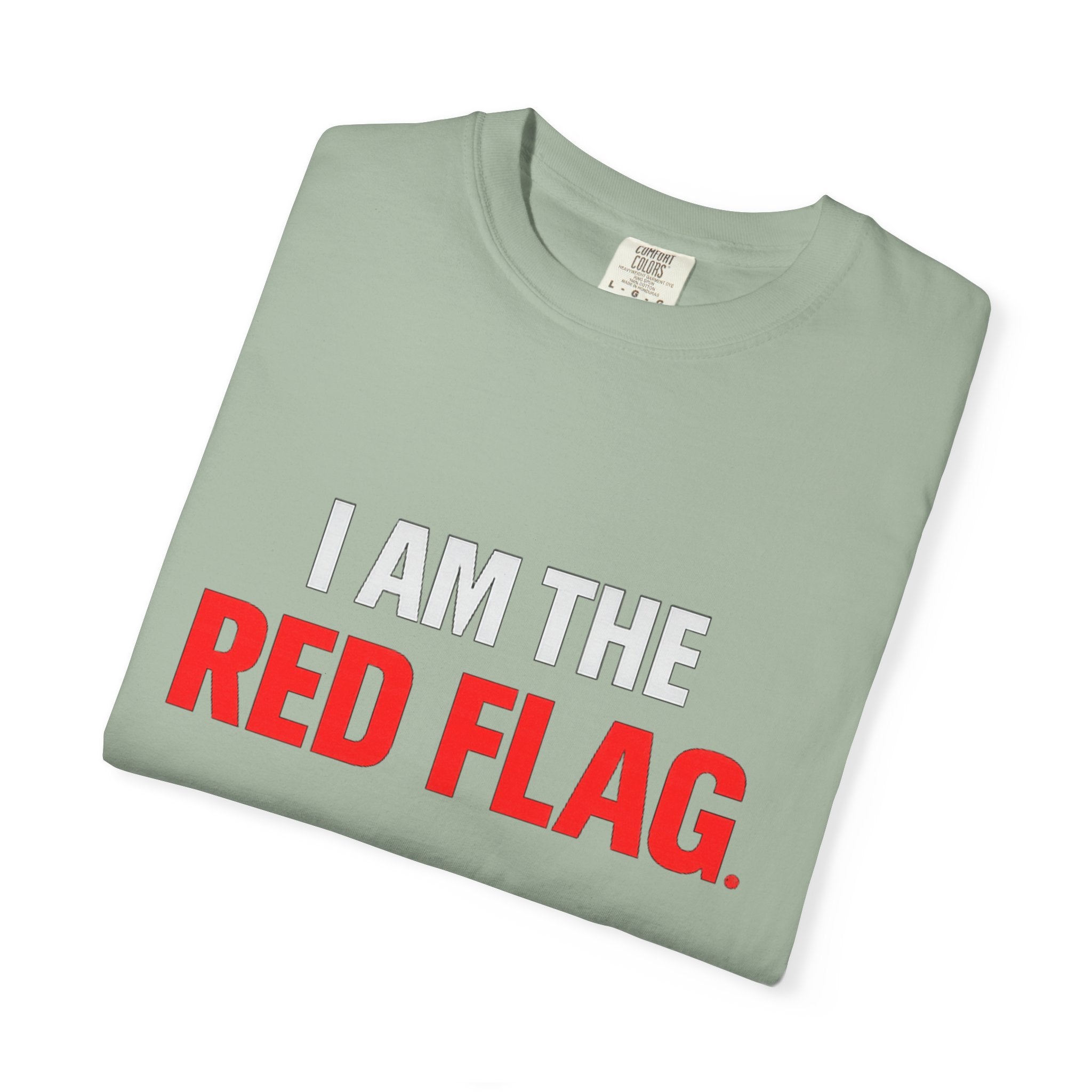 I Am The Red Flag T-Shirt — Funny Bold Text Graphic Tee (Back: "Everyone Has a Dark Side, What's Yours?")