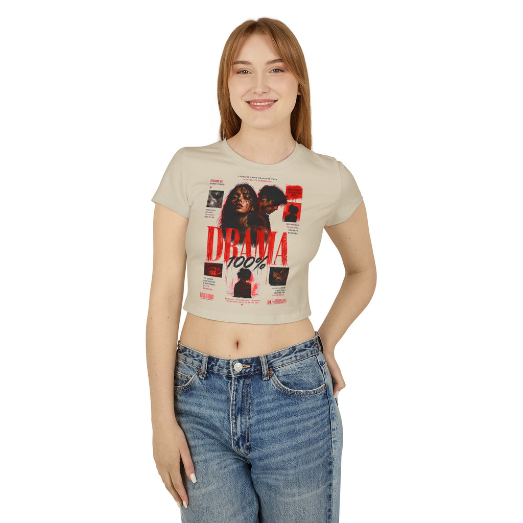Drama 100% Graphic Crop Tee — Women's Vintage Movie Poster Style Shirt