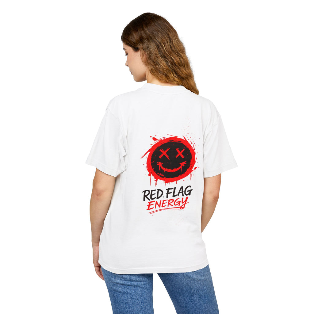 Red Flag Energy Tee — "Expert in Bad Choice and Worst Timing" Graphic T-Shirt