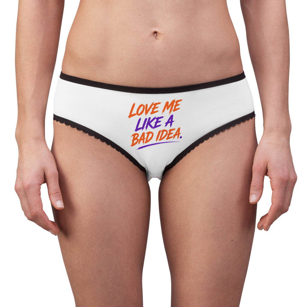Women's Briefs — "Love Me Like a Bad Idea" Lace-Trimmed Printed Panties