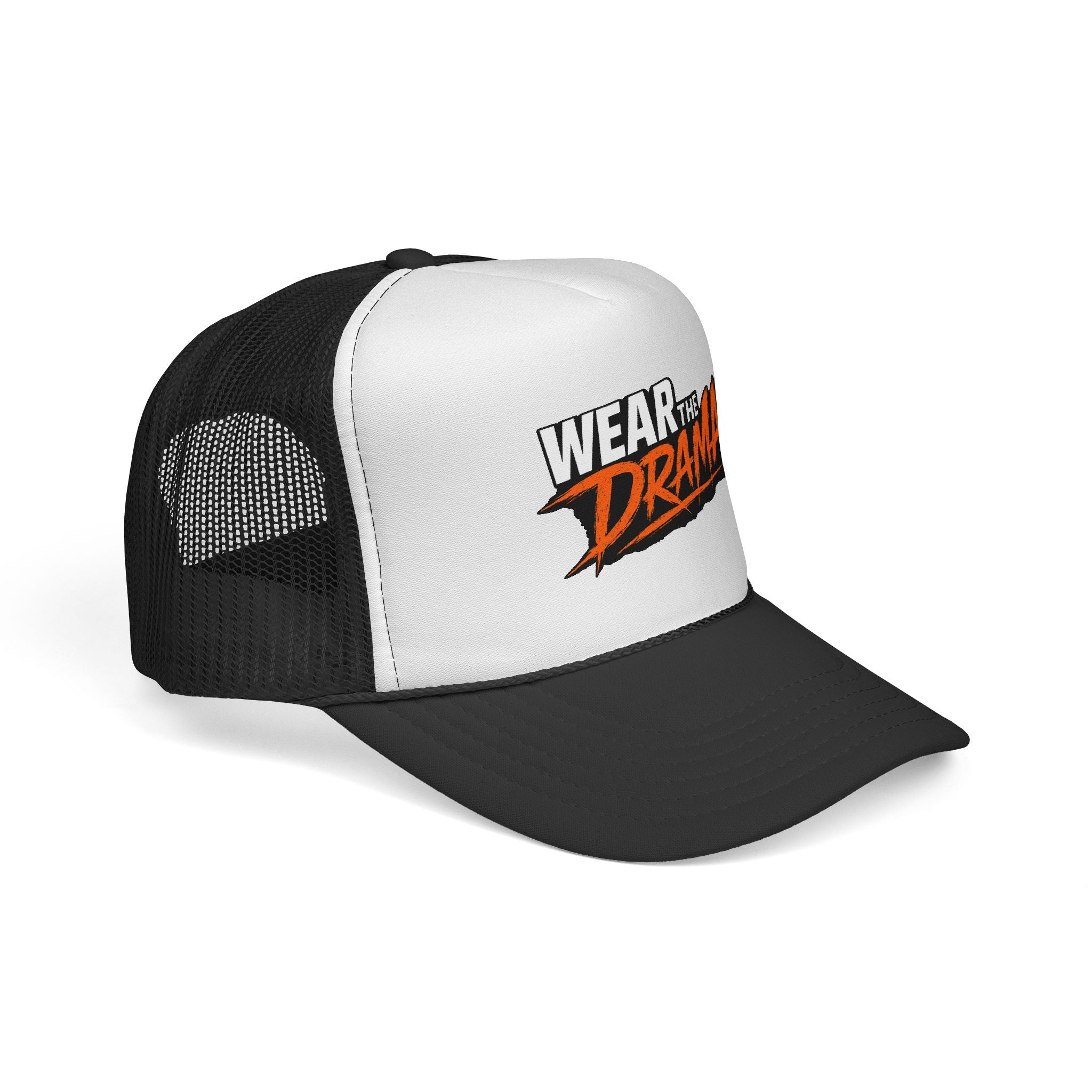 Wear the Drama Trucker Cap — Bold Graphic Mesh Hat for Statement Style