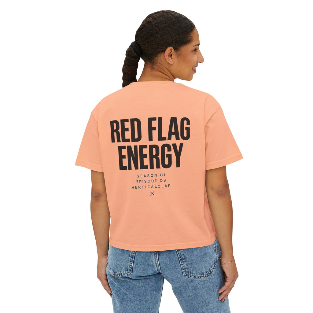 Red Flag Energy Women's Boxy Tee – Bold Graphic Back Print