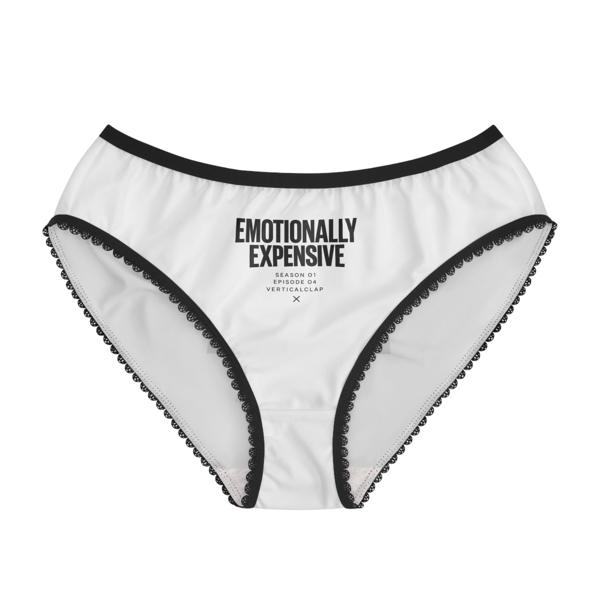 Women's Briefs — 'Red Flag Energy / Emotionally Expensive' Printed Lace-Trim Briefs