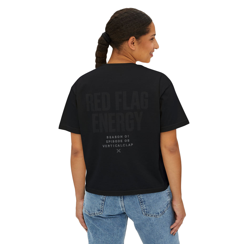 Red Flag Energy Women's Boxy Tee – Bold Graphic Back Print
