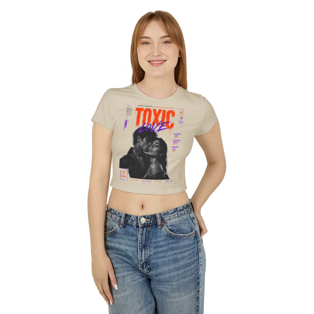 Toxic Love Women's Baby Tee – Retro Graphic Couple Crop Top
